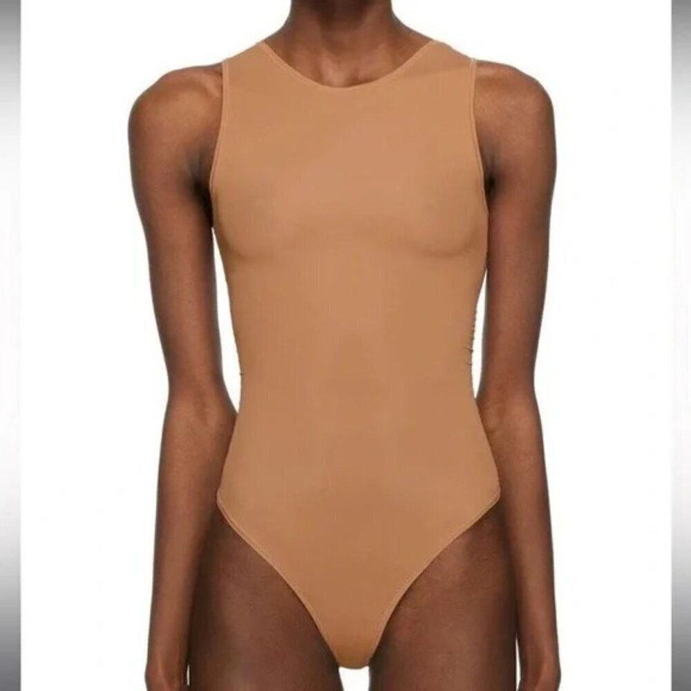 Skims Jelly Sheer Crewneck Thong Bodysuit Sleeveless Shapewear Sienna Size 4x